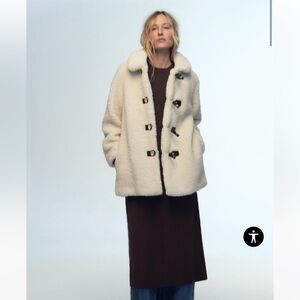 Zara Faux shearling coat with toggles